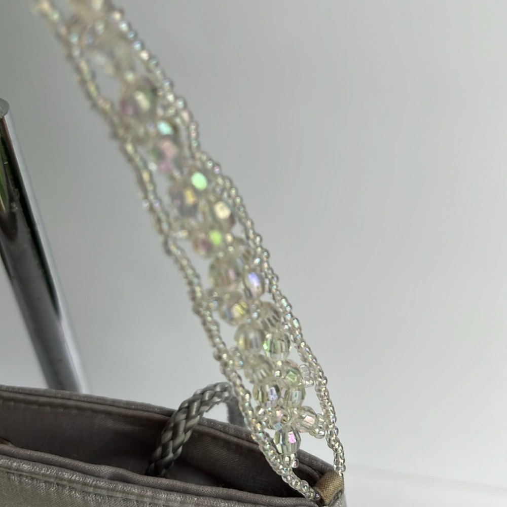 Silver Satin Evening Bag Clutch Shoulder Bag Handbag Mini Bag NWT - Picture 9 of 10